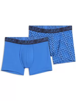 Moške boksarice PUMA MEN GRAPHICAL PRINT BOXERS 2P 94780404 MODRA KOMBINACIJA