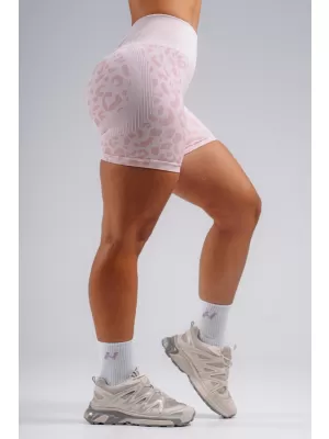 Kompresijske push-up kratke hlače z leopardjim potiskom NEBBIA PRIMAL 856 ROZA LEOPARD