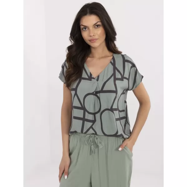  Ženska bluza SUBLEVEL D73771M11171D KAKI/ČRNA 