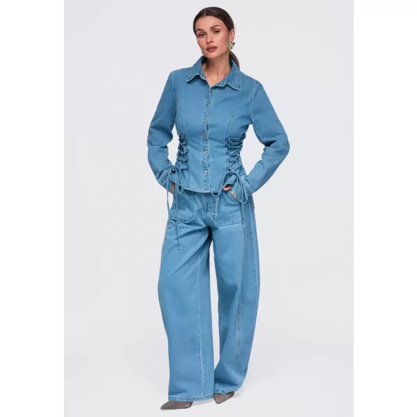  Ženska srajca OMBRE OW-SH-E0070 MODRA 