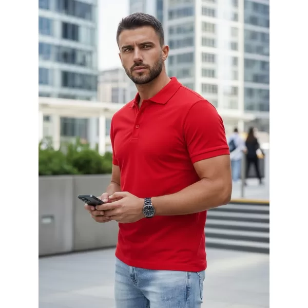  Moška majica s kratkimi rokavi z ovratnikom DSTREET PX0515 RDEČA 