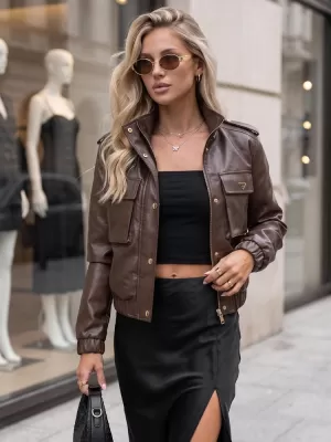 Ženska jakna DSTREET TY5874 RJAVA