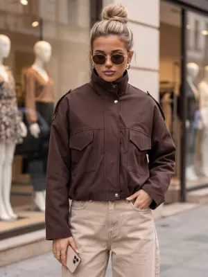 Ženska jakna DSTREET TY6089 RJAVA