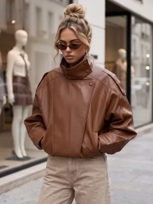Ženska jakna DSTREET TY6065 RJAVA