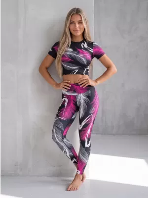 Ženske vrhunske dolge pajkice (nove velikosti) ALTISPORT VOJ/ALW001LEG05 ČRNA/ROZA