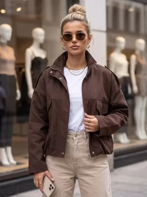 Ženska jakna DSTREET TY6089 RJAVA