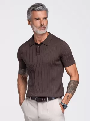 Moška polo majica OMBRE OM-POSS-0180 SVETLO RJAVA