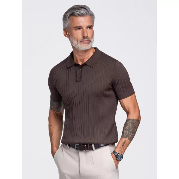  Moška polo majica OMBRE OM-POSS-0180 SVETLO RJAVA 