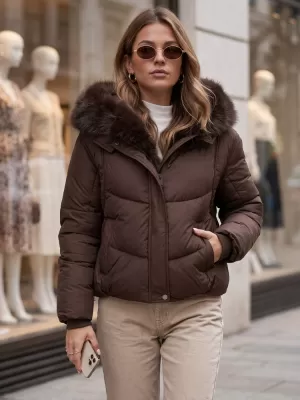 Ženska jakna DSTREET TY5983 RJAVA