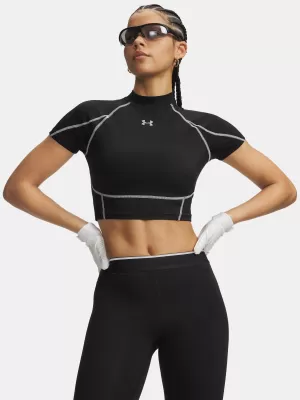 Ženska majica s kratkimi rokavi UNDER ARMOUR HEATGEAR ELITE CROP MCK SS 6014710-008 ČRNA