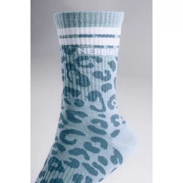  Kratke nogavice z leopardjim potiskom NEBBIA PRIMAL 106 MODRI LEOPARD 