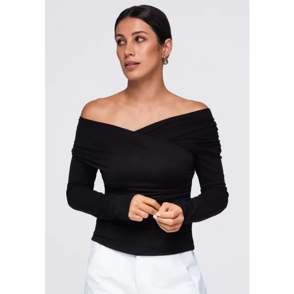  Ženska bluza OMBRE OW-TS-E0088 ČRNA 