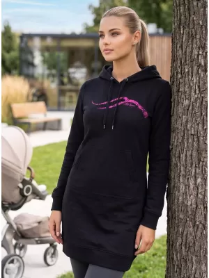 Ženski podaljšan pulover ALTISPORT ALW001419 ČRNO ROZA