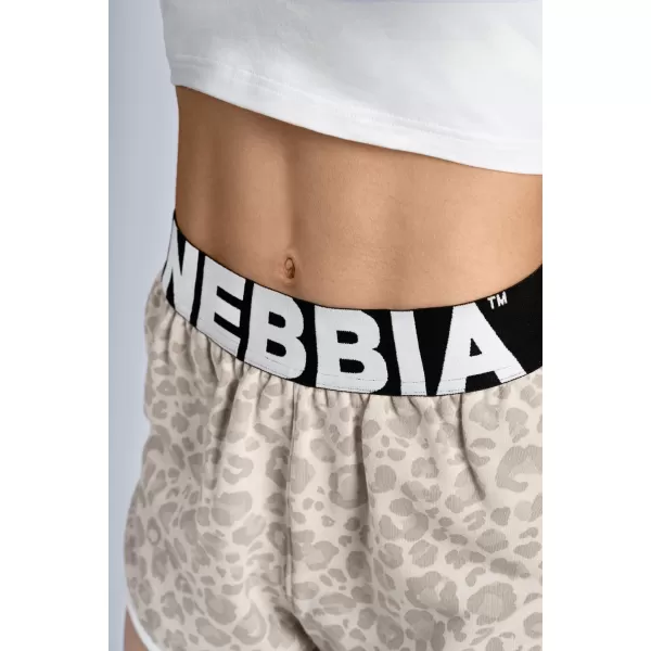  Kratke hlače za trening z leopardjim vzorcem NEBBIA PRIMAL 855 KREMNI LEOPARD 