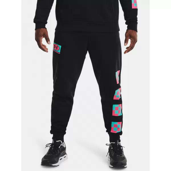  Moške trenirke UNDER ARMOUR UA RIVAL FLEECE GEO JOGGER 1366437-001 ČRNA 