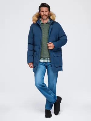 Moška parka OMBRE OM-JALJ-0310 MORNARSKO MODRA