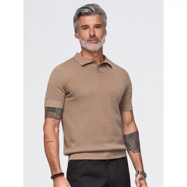  Moška polo majica OMBRE OM-POSS-0178 SVETLO RJAVA 