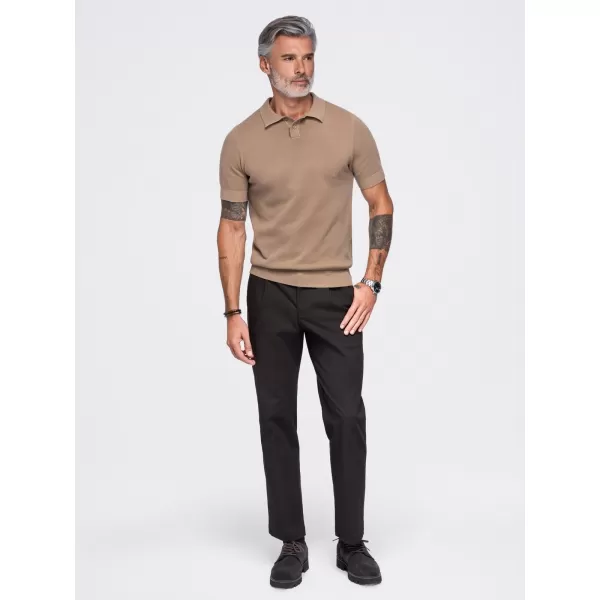  Moška polo majica OMBRE OM-POSS-0178 SVETLO RJAVA 