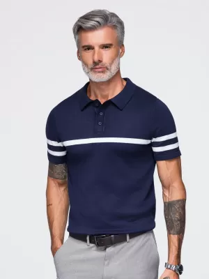 Moška polo majica OMBRE OM-POSS-0177 MORNARSKO MODRA