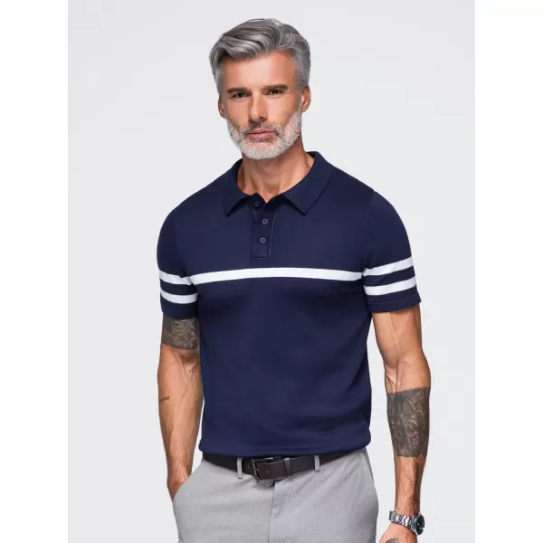  Moška polo majica OMBRE OM-POSS-0177 MORNARSKO MODRA 