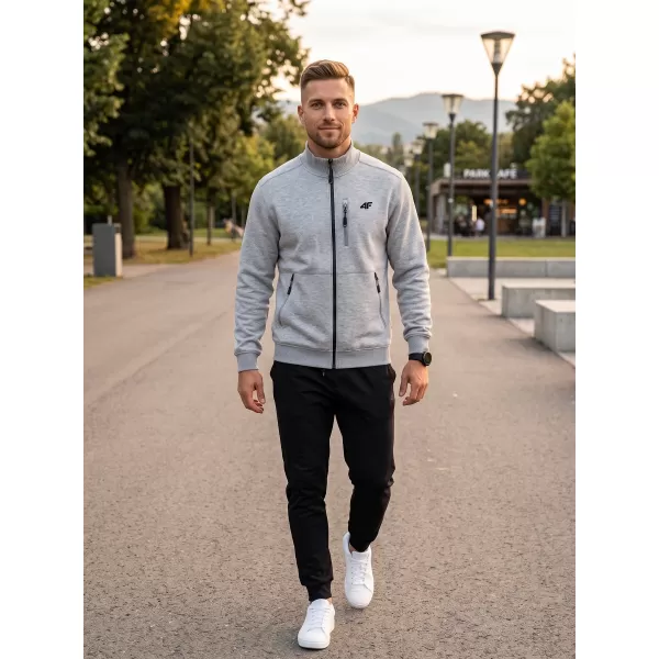  Moški pulover 4F WMM00TSWSM2547 HLADNO SVETLO SIV MELANGE 