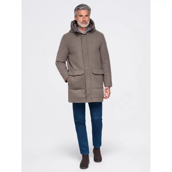  Moška parka OMBRE OM-COWC-0161 PEPELNATO SIVA 