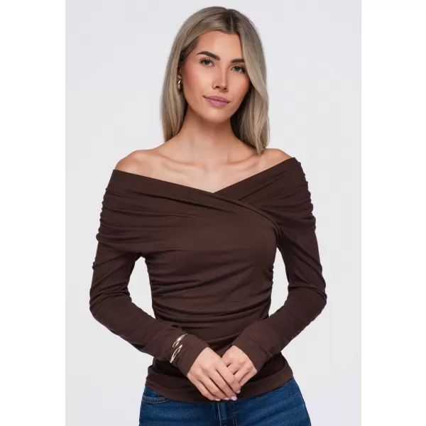  Ženska bluza OMBRE OW-TS-E0088 RJAVA 