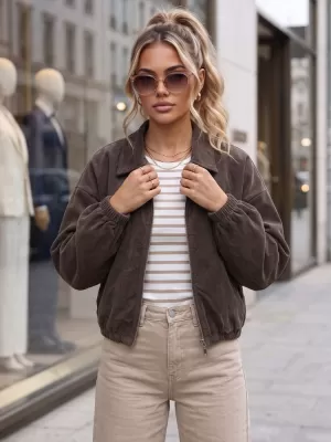 Ženska jakna DSTREET TY6052 RJAVA