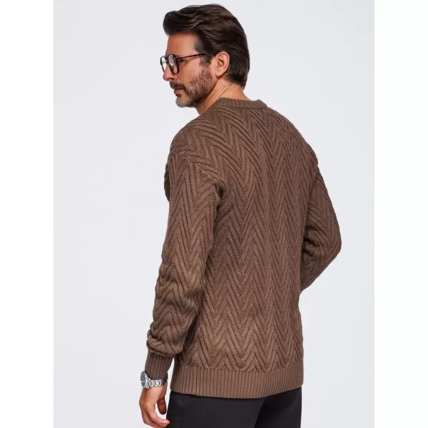  Moški pulover OMBRE OM-SWSW-0190 RJAVA 