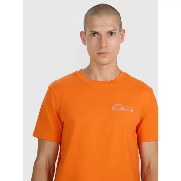  Moška majica s kratkimi rokavi 4F WAW25TTSHM2372 ORANŽNA 