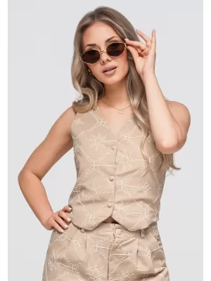 Ženski plašč OMBRE OW-VE-E0009 TAUPE