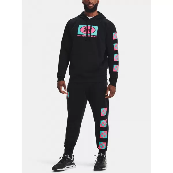  Moške trenirke UNDER ARMOUR UA RIVAL FLEECE GEO JOGGER 1366437-001 ČRNA 