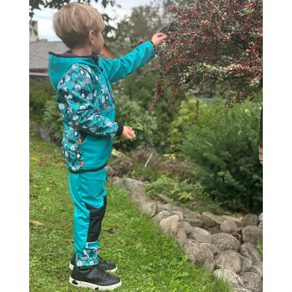  Otroška izolirana softshell jakna WAMU MEDVĚDI TYRKYSOVÁ TURKIZNA 