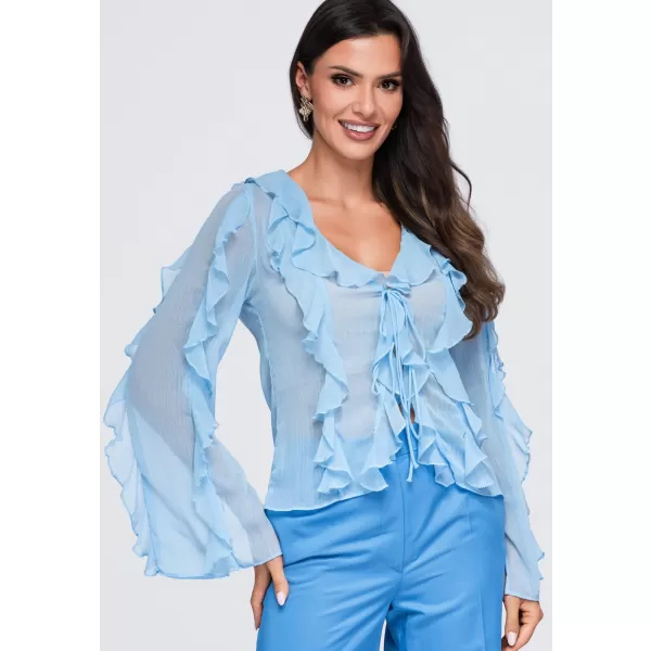  Ženska bluza OMBRE OW-TS-E0078 MODRA 