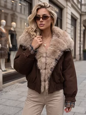 Ženska jakna DSTREET TY5839 RJAVA