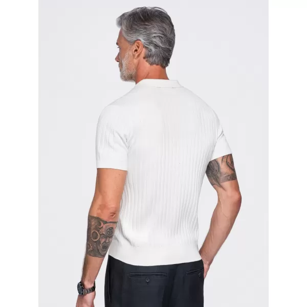  Moška polo majica OMBRE OM-POSS-0180 UMAZANO BELA 
