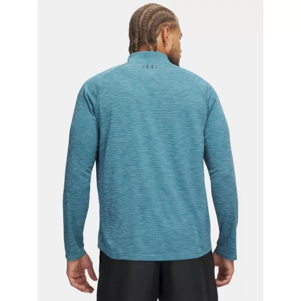  Moška majica s kratkimi rokavi UNDER ARMOUR TECH TEXTURED 1/2 ZIP 1382797-466 MODRA 