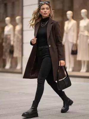 Ženski plašč DSTREET NY0795 RJAVA