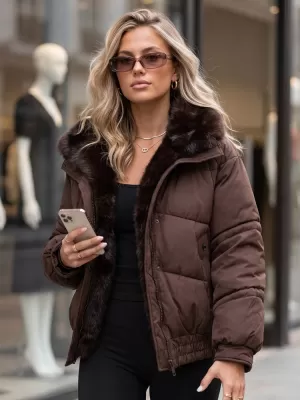 Ženska jakna DSTREET TY6006 RJAVA