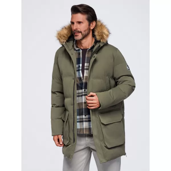  Moška parka OMBRE OM-JALJ-0310 TEMNO OLIVNO 