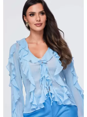 Ženska bluza OMBRE OW-TS-E0078 MODRA