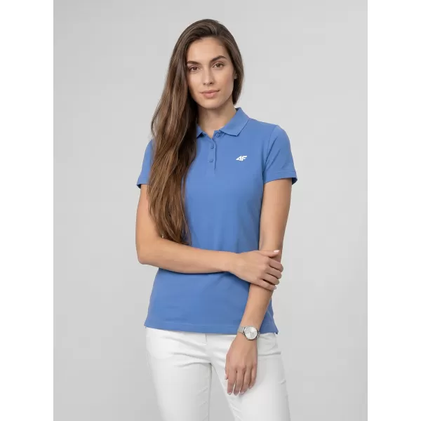  Ženska majica s kratkimi rokavi z ovratnikom 4F WMM00TPTSF0768 DENIM 
