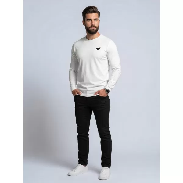  Moška majica z dolgimi rokavi 4F WMM00TLONM611 BELA 