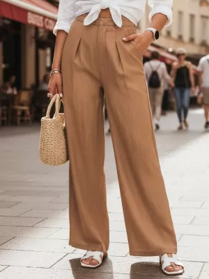 Ženske hlače DSTREET UY3077 KARAMELA