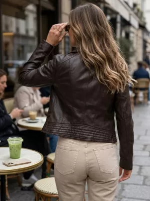 Ženska jakna DSTREET TY5722 RJAVA