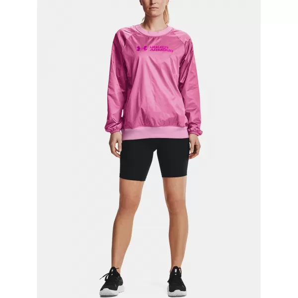  Ženski pulover UNDER ARMOUR RECOVER STORM WOVEN SHINE CREW 1364012-680 ROZA 