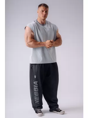 Moške majice brez rokavov NEBBIA OLYMPIA MUSCLE COVER 947 SVETLO SIVA