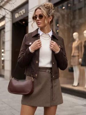 Ženska jakna DSTREET TY5881 RJAVA