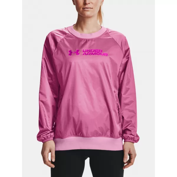  Ženski pulover UNDER ARMOUR RECOVER STORM WOVEN SHINE CREW 1364012-680 ROZA 