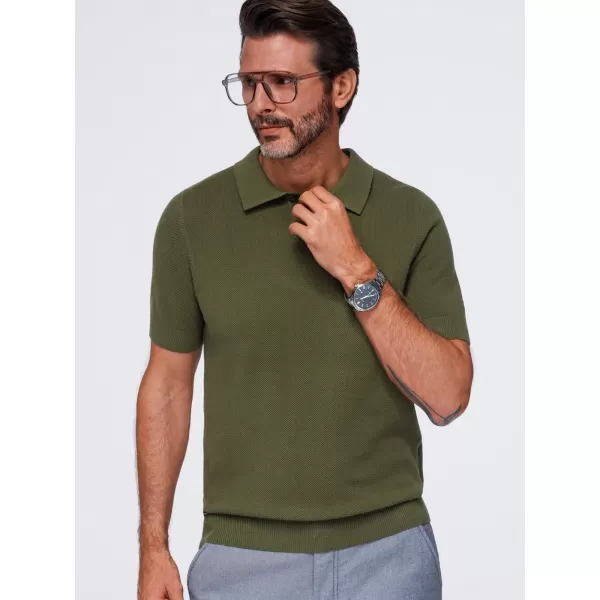  Moška polo majica OMBRE OM-POSS-0178 OLIVNO 